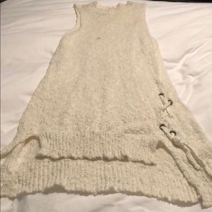 Cream sleeveless knit sweater